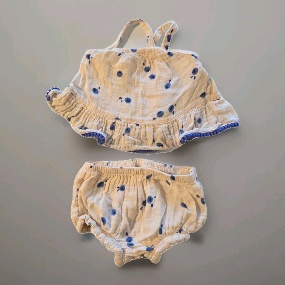 Cat & Jack Cream Muslin Two-Piece Pajama Set with Blue Dot Print